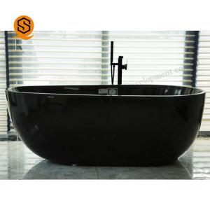 Quality Glossy Black Resin Solid Surface Soaking Tub Rectangle Shaped For Hospital wholesale