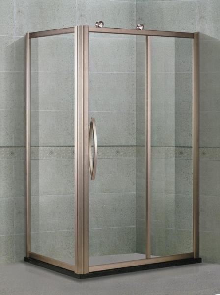Aluminum Alloy Proflies Glass Shower Screens With Outside Wheels and Rose Golden