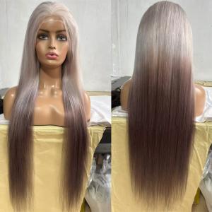 Quality New Wig Female European And American Fashion Gradient Color In Long Straight Hair Highlights Brown Gold Chemical Fiber Headgear Female wholesale