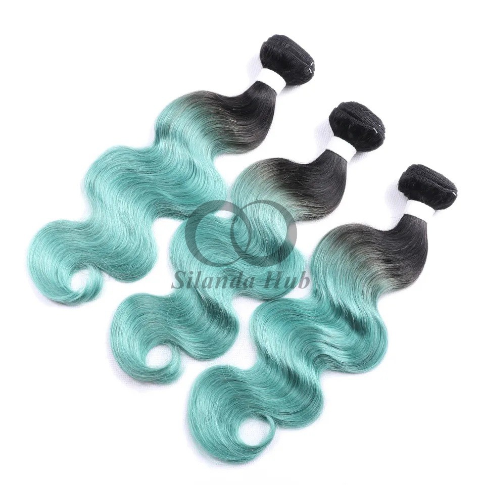 #T1B/Green Body Wave Remy Human Hair Bundles Sew In Weave Bundles Brazilian Bundle Deals