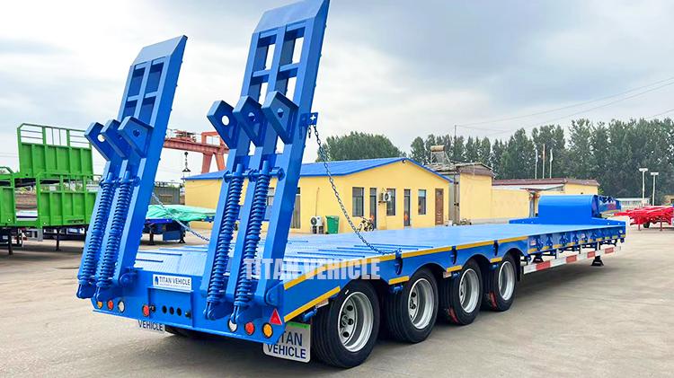 TITAN 4 Axle 100 Tons Semi Lowbed Trailer Low Bed Truck Lowboy Lowloader Trailer for Sale