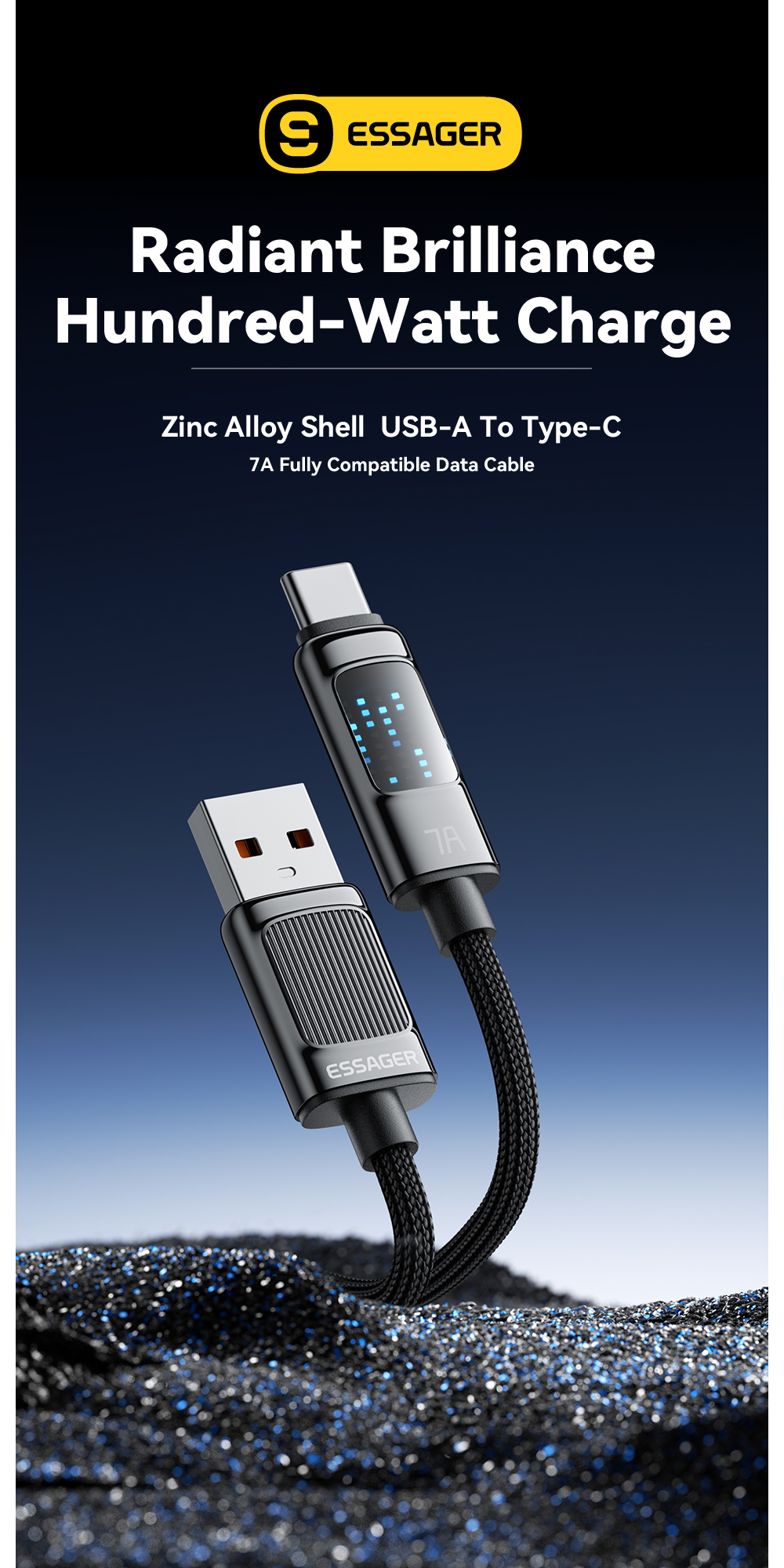 7A Max 100W USB A To C Type C Charging Cable ESSAGER ES-X58 Series