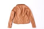 Water Resistant Coffee Faux Leather Bomber Jacket Womens 100% Polyurethane