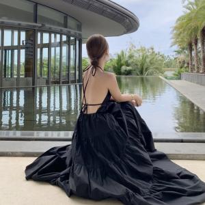 Quality Women Sexy Low Cut Back Maxi Dress , Halter Neck Summer Maxi Dress wholesale