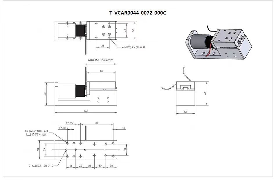 High Response Motor Modules Stage Voice Coil Linear Stage For Optical Systems