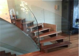 Quality Standoff Glass Balustrade Curved Oak Staircase Painted Finish For Building Hotel wholesale