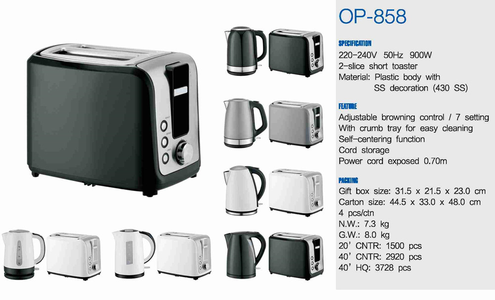 750W Power Stainless Steel Toaster with Cool Touch and Mechanical Timer Control