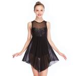 Lyrical Ballet Dance Costumes Teal Magenta Confetti Sequin Bodice Dress