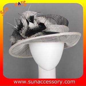 Quality Elegant fancy Church sinamay hats for ladies ,Sinamay mid brim church hat wholesale
