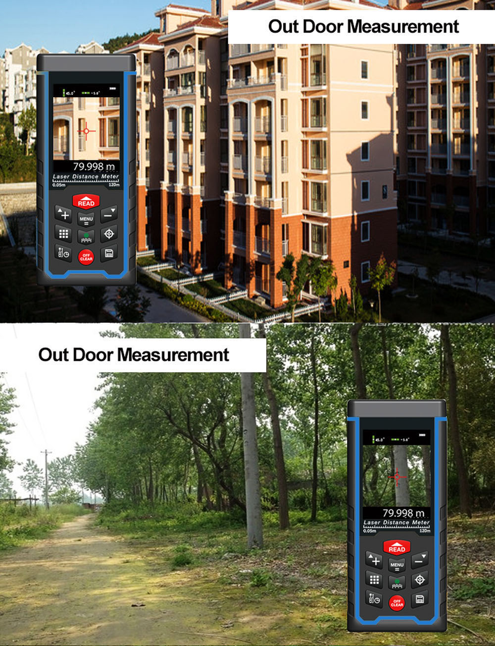 New Release 120m 1.9" LCD Digital Self-Calibration Laser Distance Meter With Camera Measurement Function
