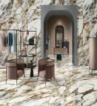12mm Thickness Porcelain Slab Tile Italian Golden White For Bathroom