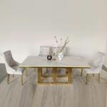 New Stainless Steel Marble Apartment Rectangular Dining Table