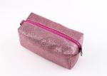 PU Leather Large Makeup Bag , Pink Cute Blank Cosmetic Bag For Ladies