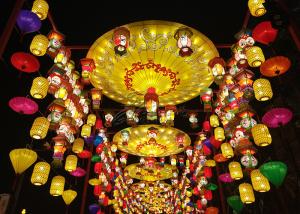 Quality Different Colorful Insect Fabric Chinese Lanterns Show Small Shopping Malls And Gardens wholesale