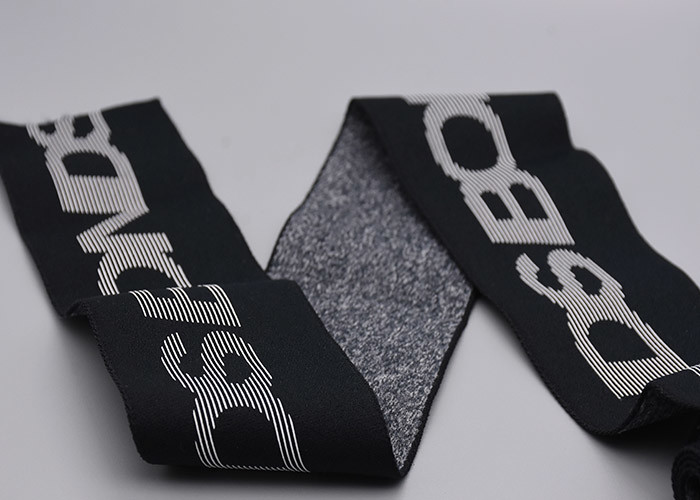 Double Sided 100% Cotton Elastic Band Printed Silicone Logo For Garments