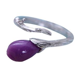 Quality Sterling 925 Silver Purple Synthetize Gem Tulip Designs Ring(058884) wholesale