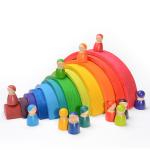 DIY 3D Wooden Toys Rainbow Building Blocks Large Size For Children Kids