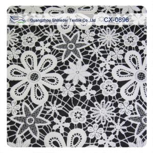 Quality Garment Crochet Embroidered Lace Fabric , Eco - Friendly Dyeing wholesale