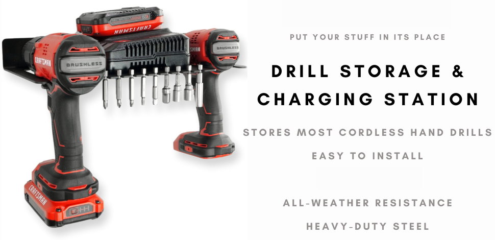 Countertop Wall Mounted Utility Battery Storage Organizer for Workshop Drill Holder