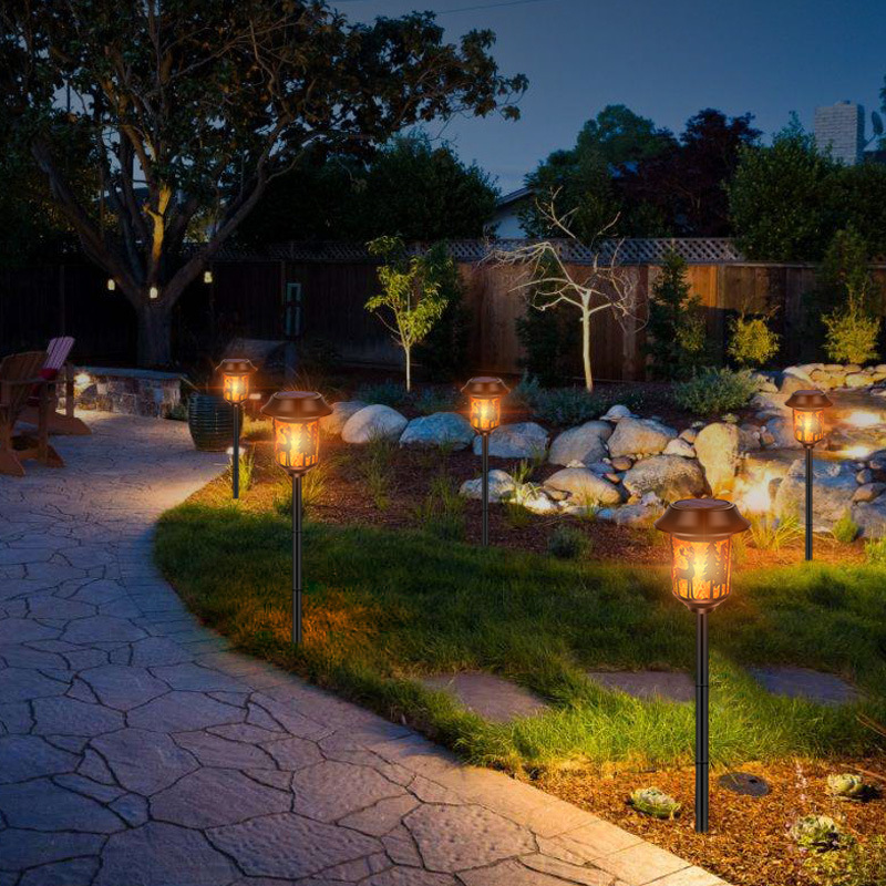 Dusk To Dawn 35lm Solar Outdoor Pathway Lighting 840g Flickering Flame Lights