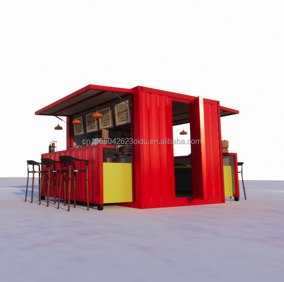 Modern Design Customized Color Foldable Movable Container Flat Pack for Coffee Shop Restaurant House Modular Kitchen