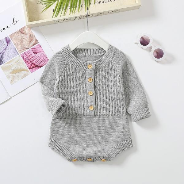 Baby Boys And Girls Knitted Romper Babies Sweater Jumpsuit Unisex Solid Kids