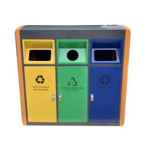 Quality Powder Coating 3 Compartments 30L Metal Recycling Bin wholesale