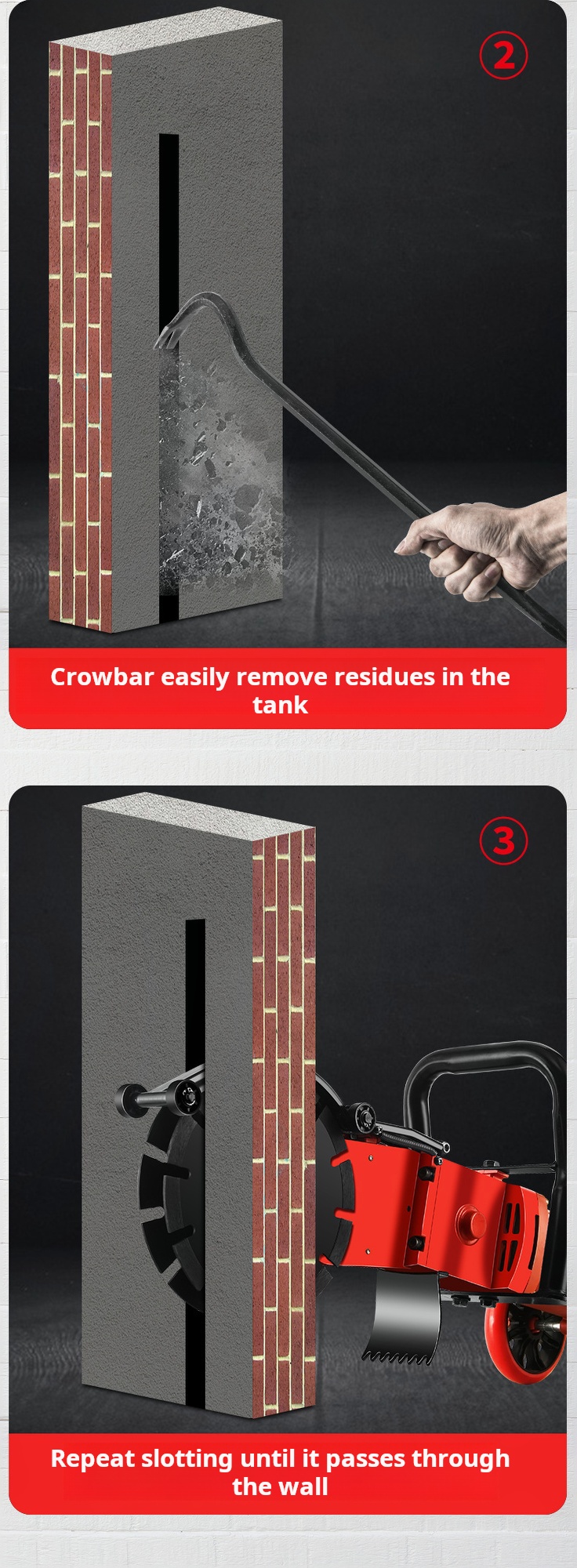 360° Wall Cutter Tools Cutting Depth 58mm Dust-Free Wall Groove Cutter