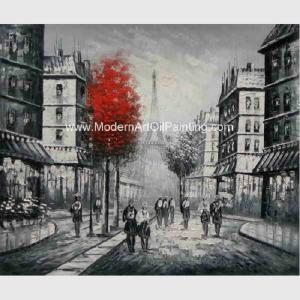 Quality Paris Painting Black And White , Impression Palette Knife Landscape Painting wholesale