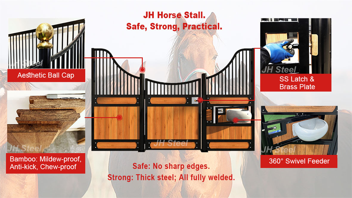 2.2m Prefabricated Horse Stalls Fronts Side Panel Partitions Dividers 10ft 12ft