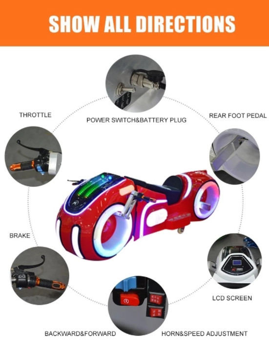 SGS Motorcycle Game Machine Remote Control Music Amusement Adults Prince Moto Rides