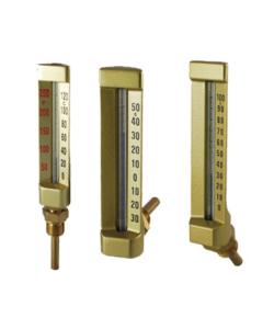 Quality 50mm 100mm Glass Bimetallic Thermometer Gauge Aluminum Body Golden Plated V Shape wholesale