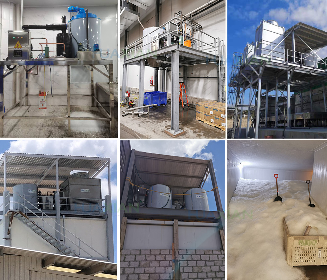20 Ton Flake Ice Machine Evaporative Fresh Water 56kw For Ice Plant
