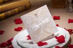 Pink lace hand-cut wedding invitations Personality invitation card