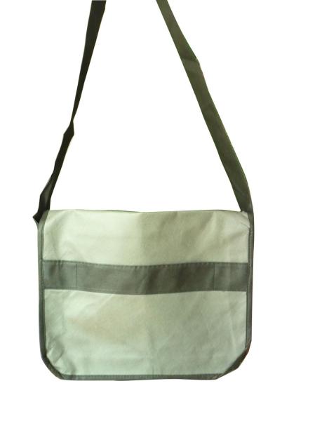 90g classic grey and black strap round coner non woven carry bag