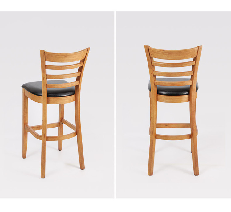 Wooden Cafe Bar Stools With Backs Retro Industrial 65cm 25.59"