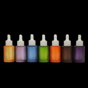 Quality Frosted Flat Shoulder Hair Oil Glass Serum Dropper Bottle 30ml Square Painting wholesale