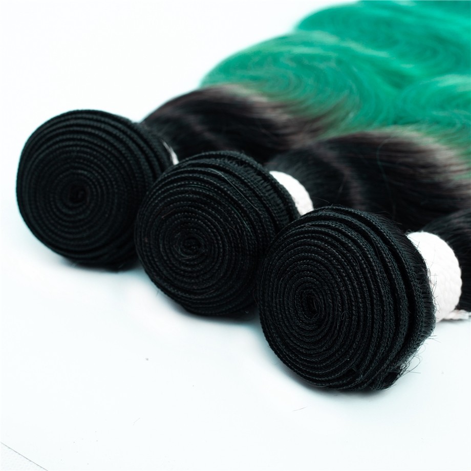 #T1B/Green Body Wave Remy Human Hair Bundles Sew In Weave Bundles Brazilian Bundle Deals