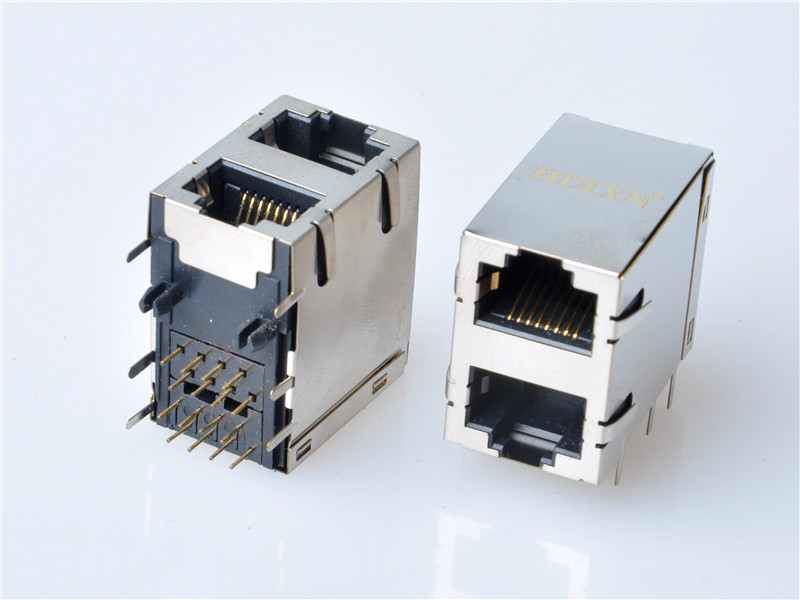 HULYN RJ45Jack, Shielded RJ45 Modular Jack Connector,with LEDs, 2x1 Ports,RJ45 connector LED
