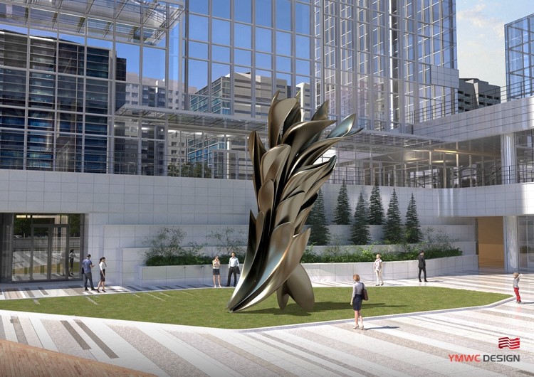 Customer Logo Steel Outdoor Sculpture Polished Mirror Finish with Spiraling Structure
