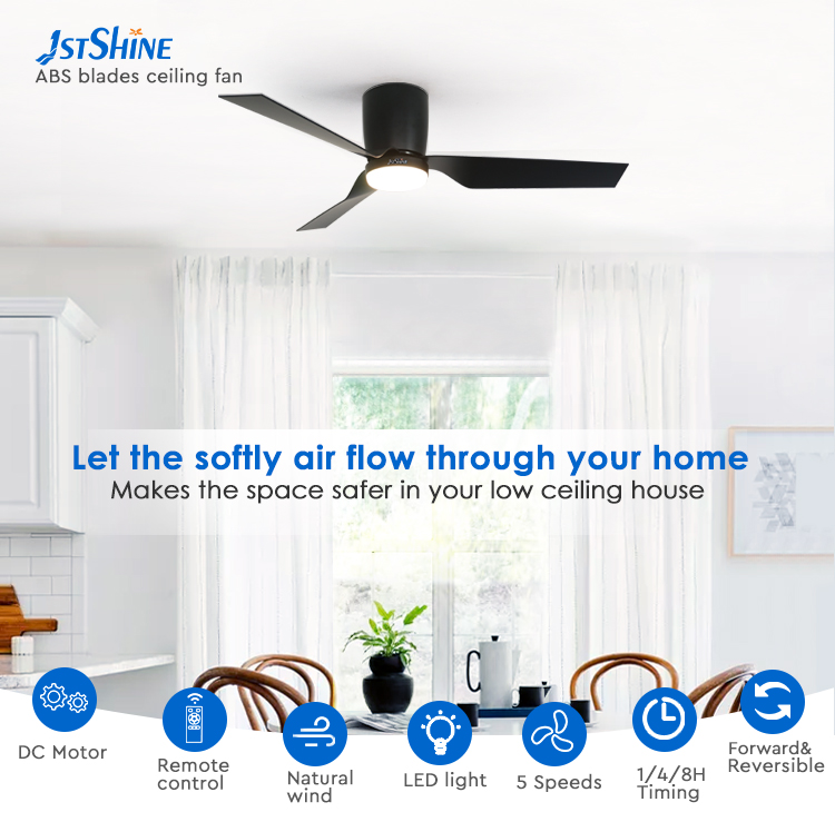 Low Profile Ceiling Fan with Safety Remote Control and 3 Color LED Light by 1stshine