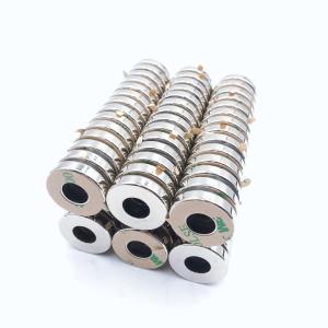 Quality N48 Sintered Neodymium Ring Magnet With Adhesive Silver Coating wholesale