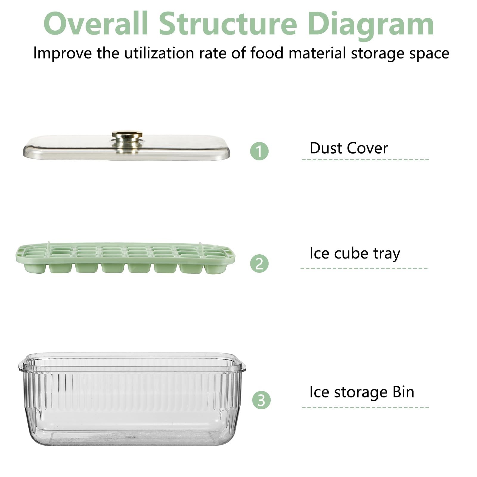 Freezer Food Grade Lce Cube Tray With Lid And Bin BPA Free Silicone Ice Cube Trays Molds