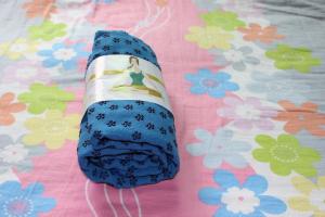 Quality anti slip yoga mat towel with pvc plum flower ornament wholesale