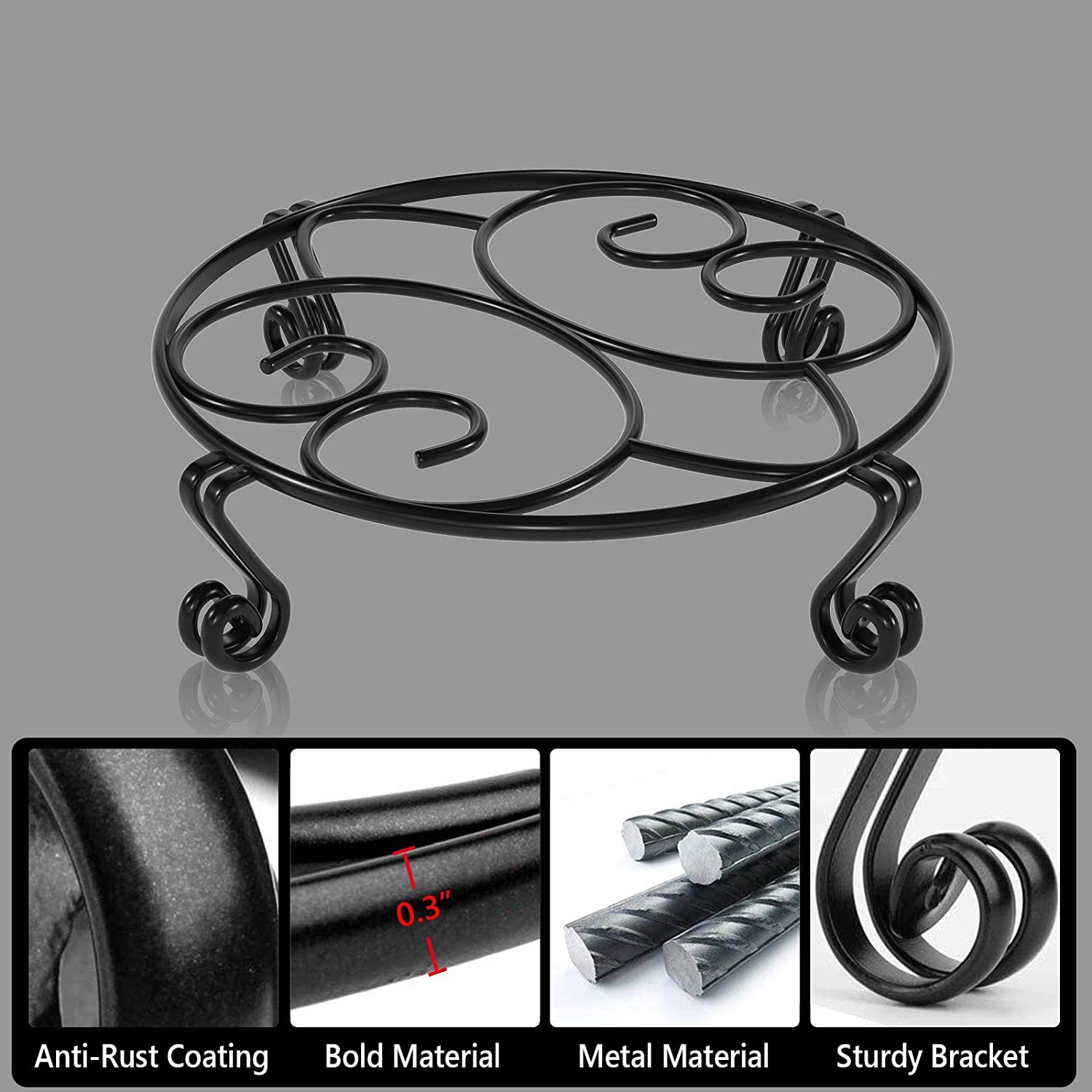 Steel Rustproof Iron Plant Stand for Flower Pot Heavy Duty Potted Holder Indoor Outdoor Decoration