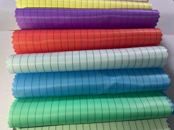 Cheap 100% Polyester Antistatic Conductive Fabrics Stripe Anti-Static Esd Poly Twill Grid Fabrics For Uniforms for sale
