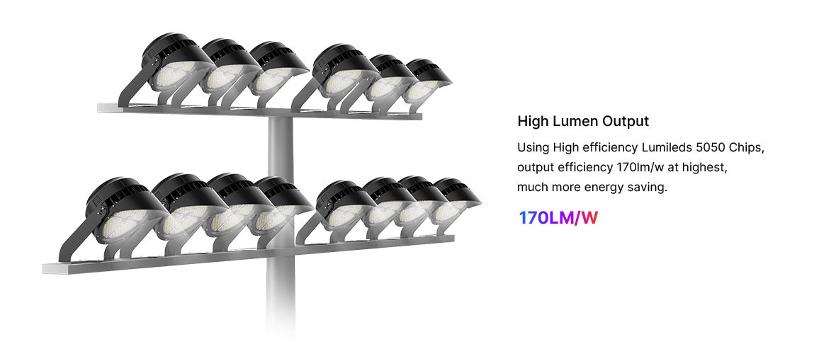 Efficient Lighting Solution LED Baseball Field Lights with Lumen Efficiency 170LM/W