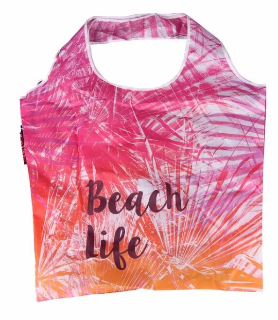 Recycled Foldable Nylon Polyester Tote Bag with logos polyester shopping bag Custom advertising handle non woven bag PAC