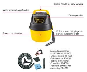 Quality Vehicle / Home Portable Wet Dry Vacuum Cleaner 1 Gallon 4 Litres Poly Container wholesale