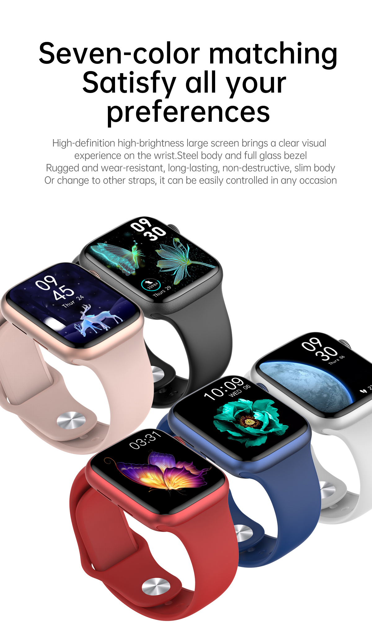 MTK2502C HD TFT 240*280 Full Touch Smartwatch body temperature monitor